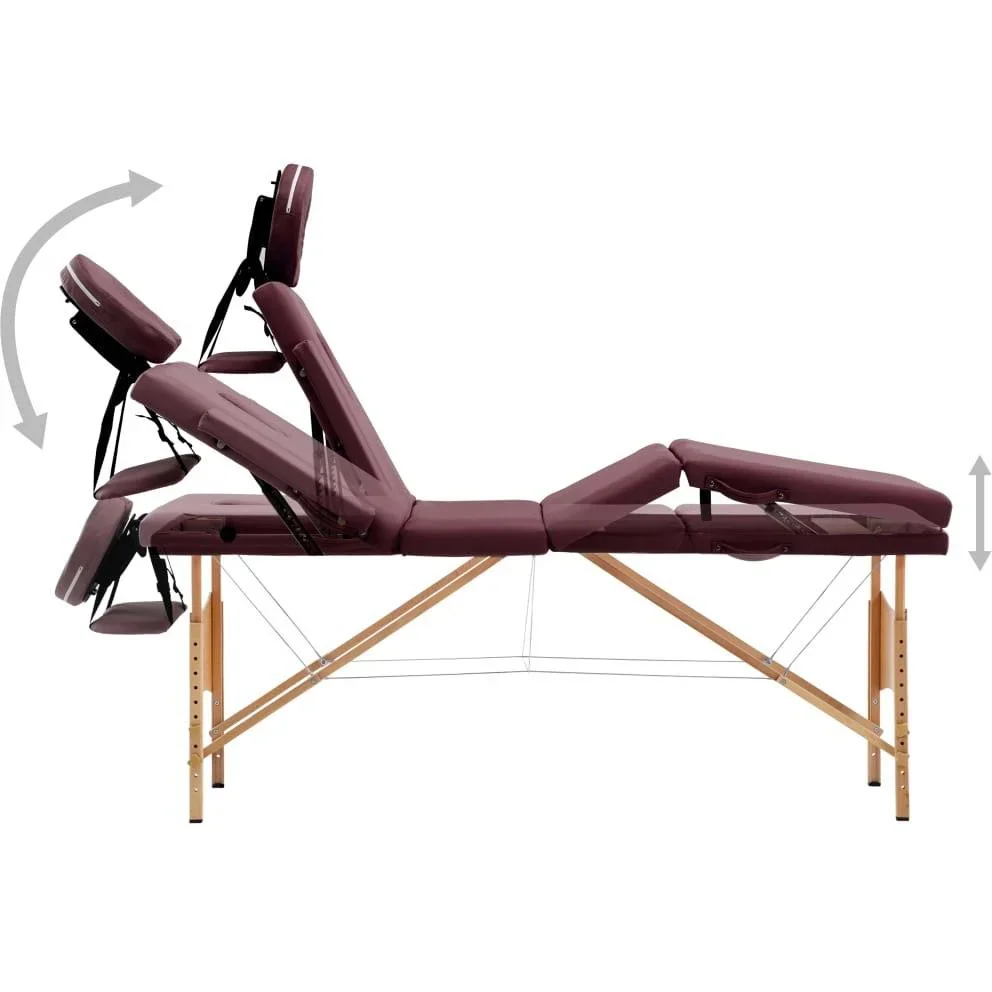 Klappbarer Massagetisch 4 Zonen Holz lila - 2