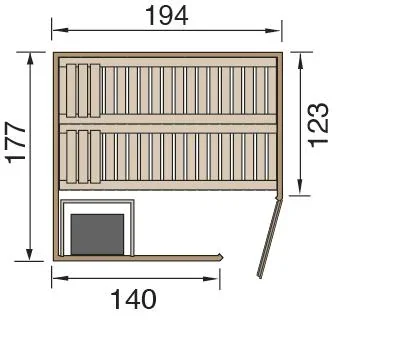 Elementsauna KIRUNA 2 Glastür mit 230V 4,5 KW OS-Ofen - 0