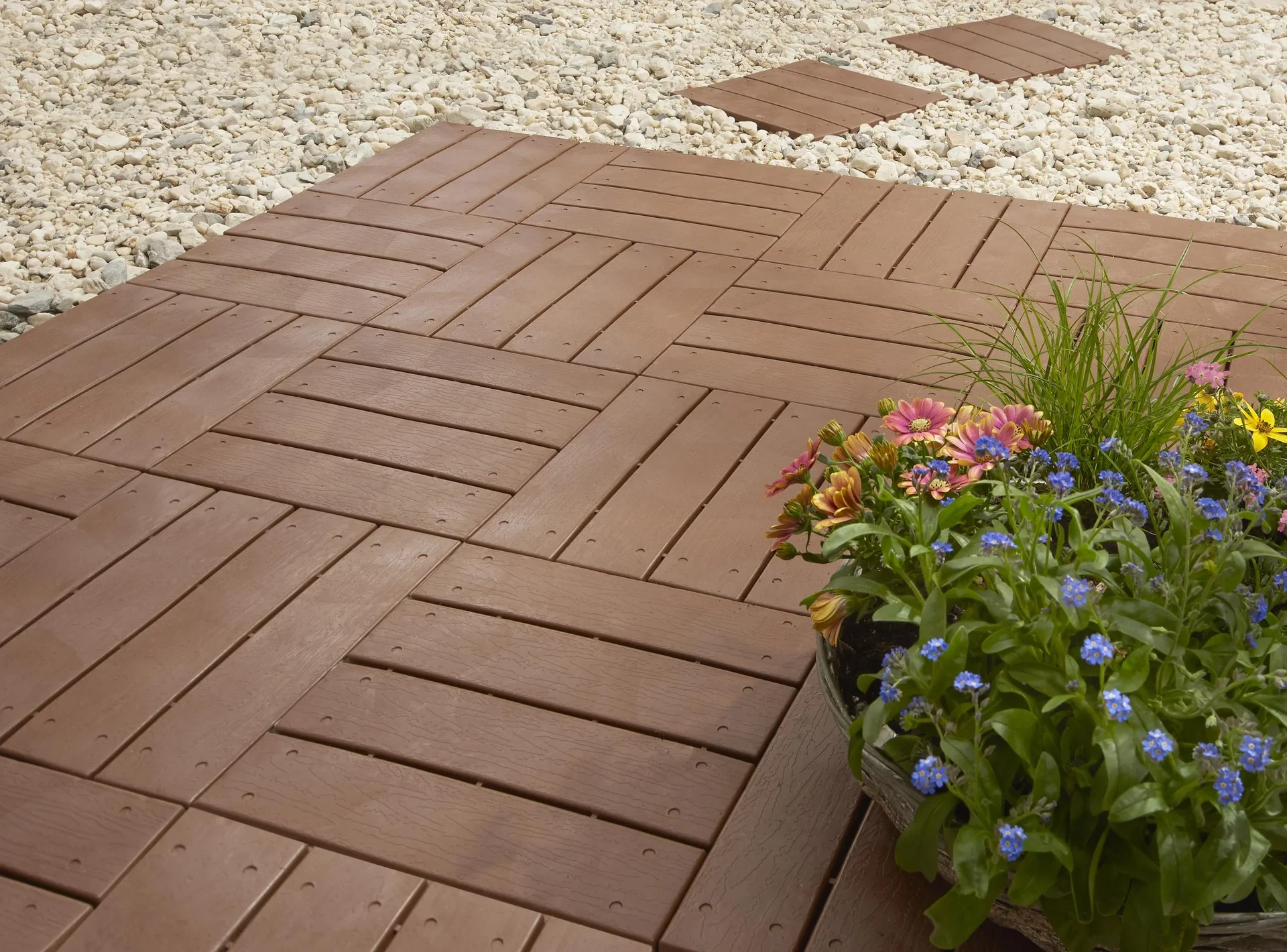 Gartenplatten, Holzdielen-Optik, 30 x 30 cm, 6er-Set - 0