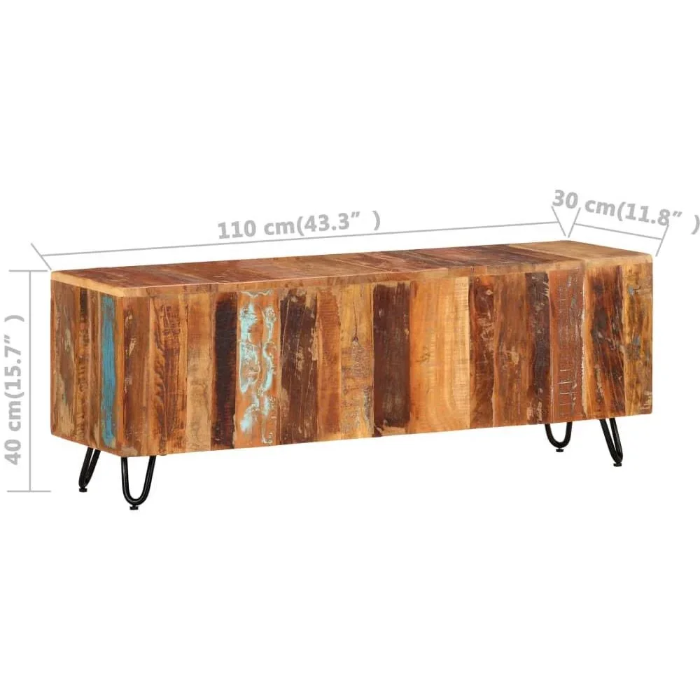 TV-Schrank 110x30x40 cm aus massivem recyceltem Holz - 1