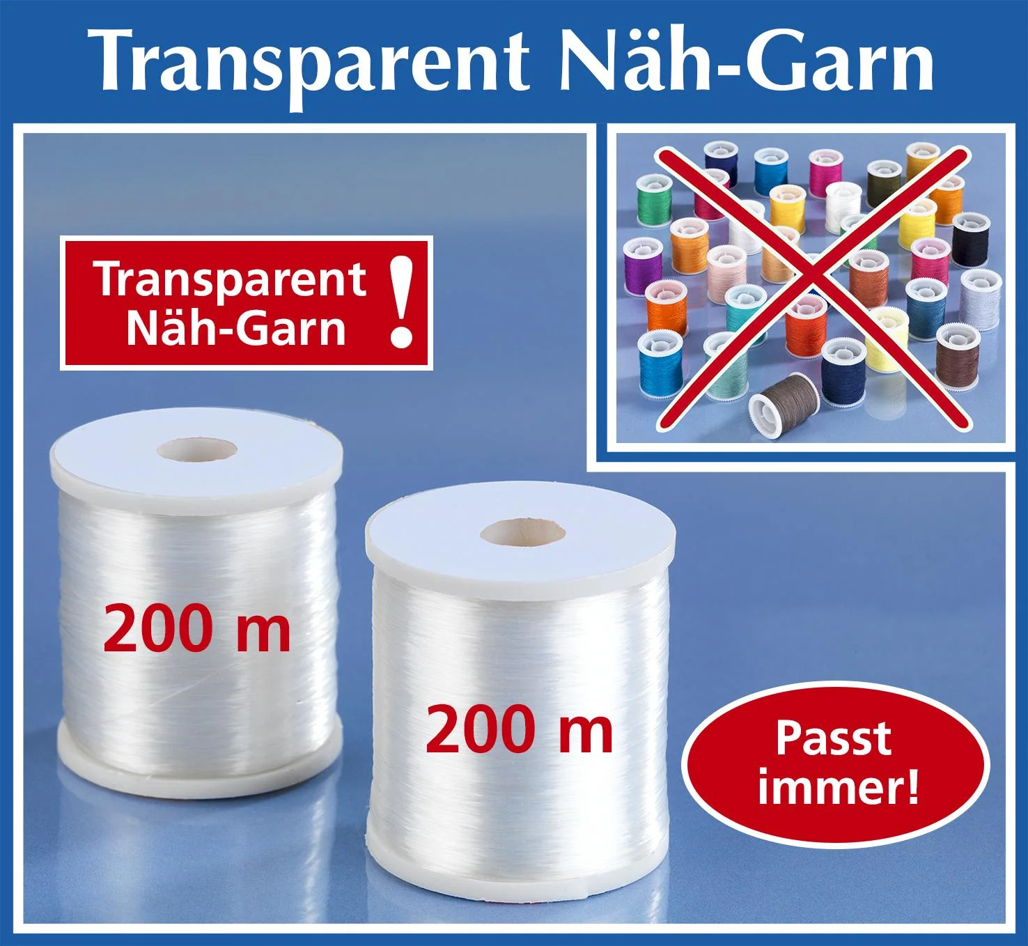 Nähgarn transparent hell 2er Set - 0