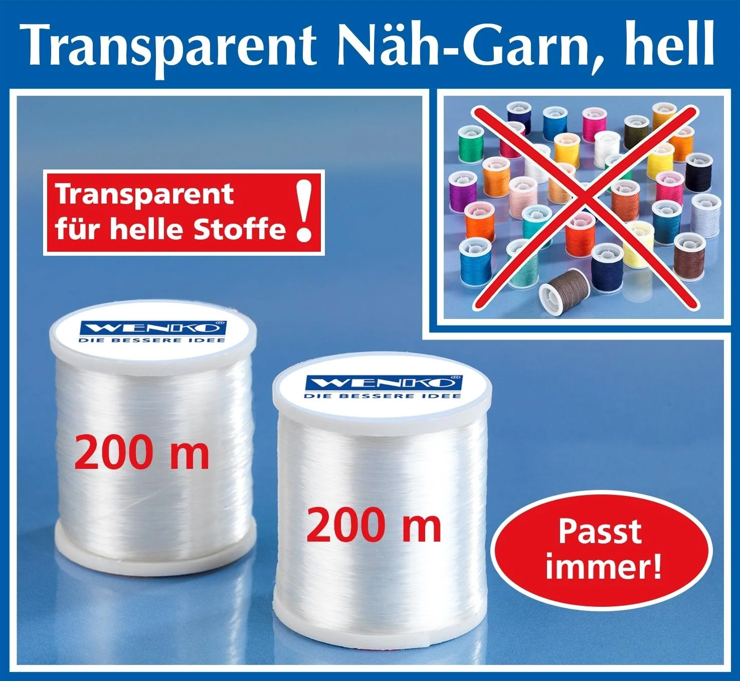 Nähgarn transparent hell 2er Set - 1