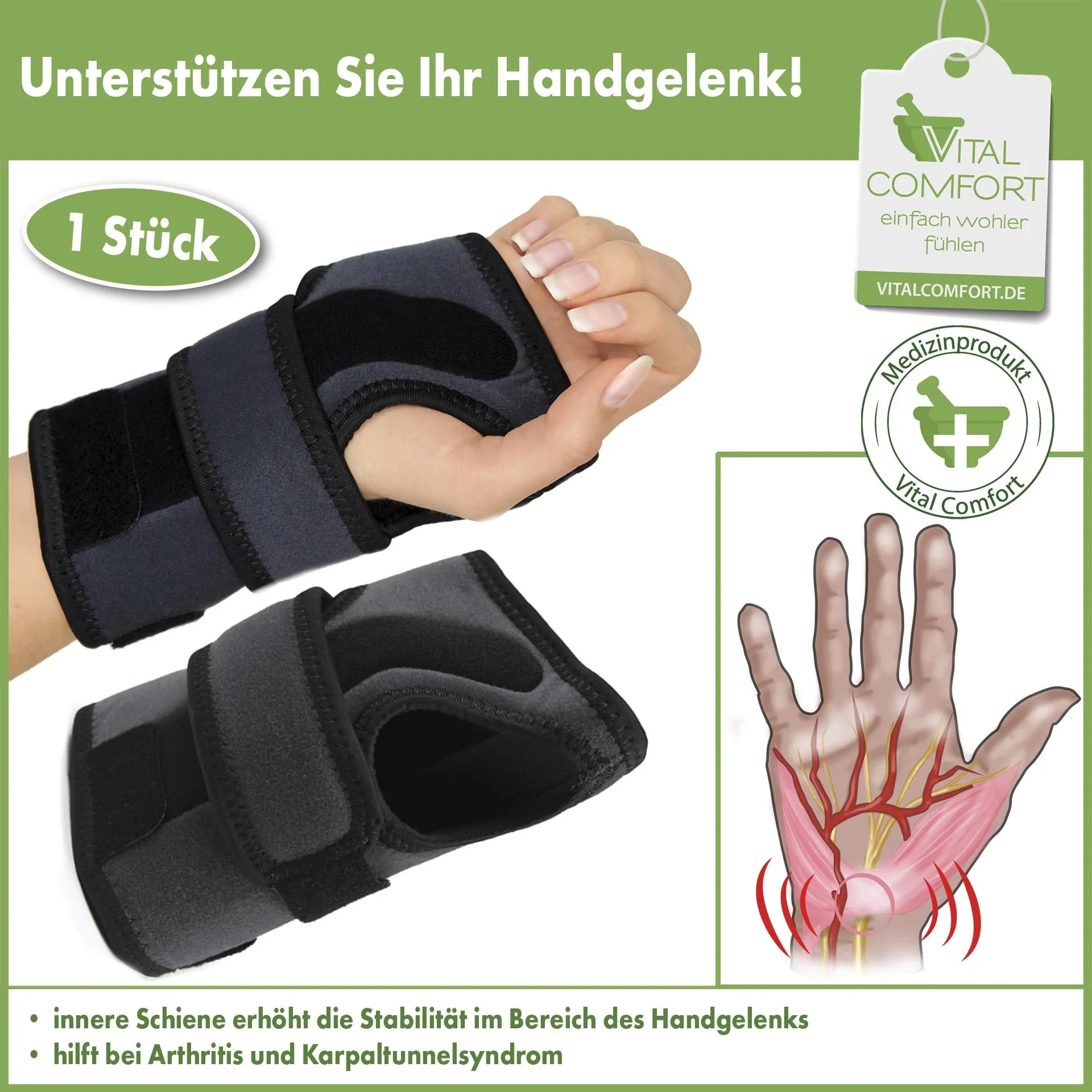 Handgelenkbandage bei Athrose und Karpaltunnel, rechts, 1 Stück - 2