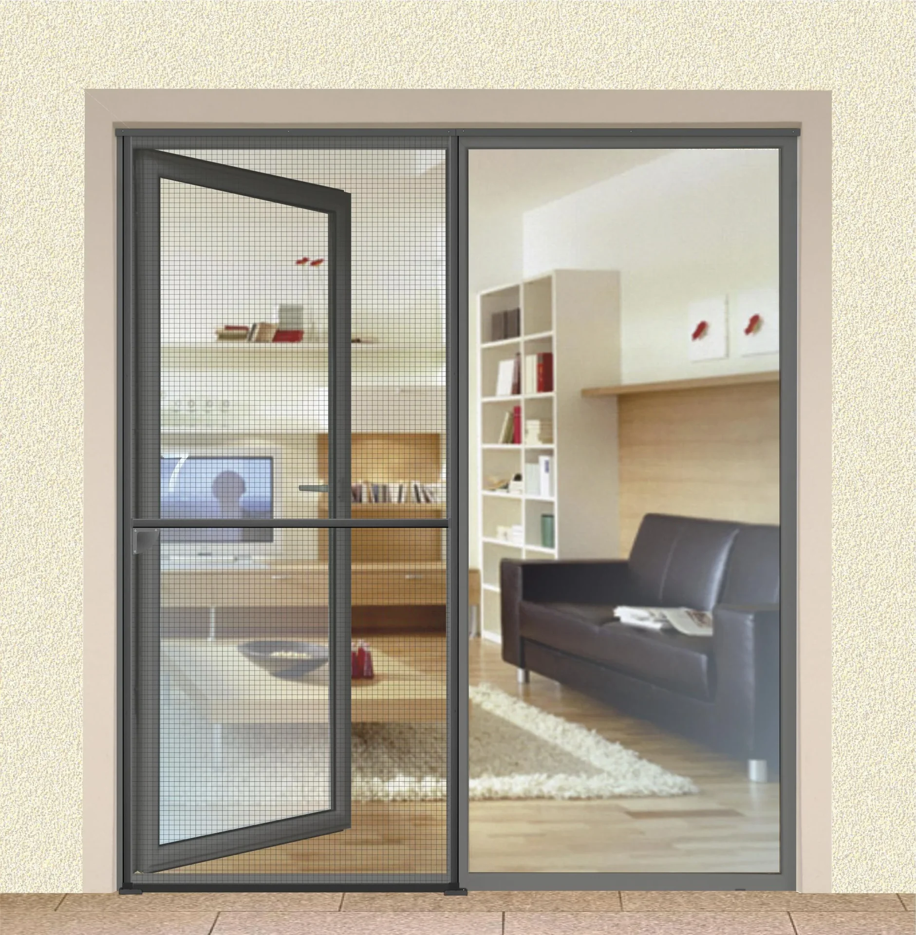 Insektenschutz-Spannrahmenset Premium Schiebetür 120 x 240 cm, Farbe anthrazit - 0