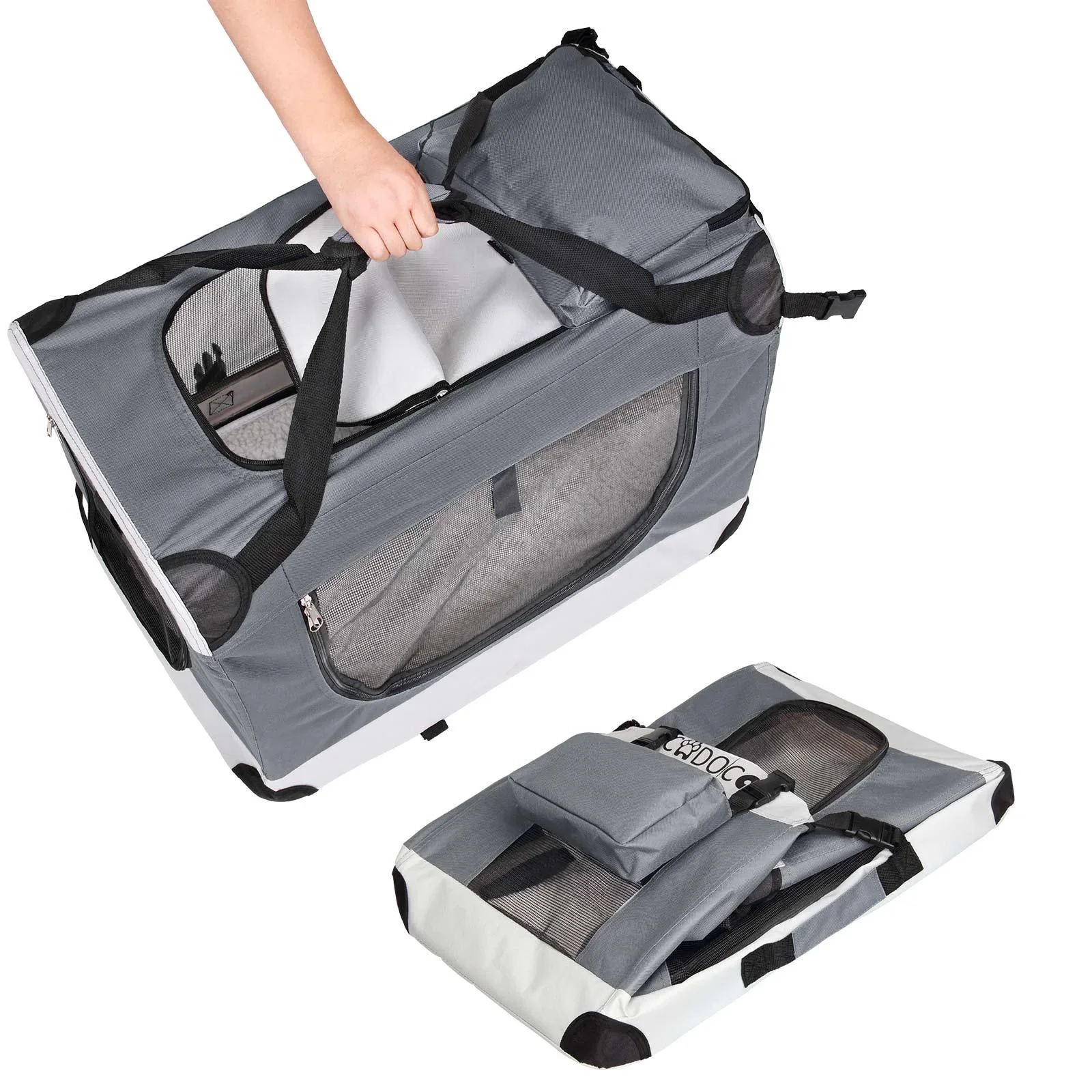 Hundetransportbox L 70 x 52 x 52cm grau - 2