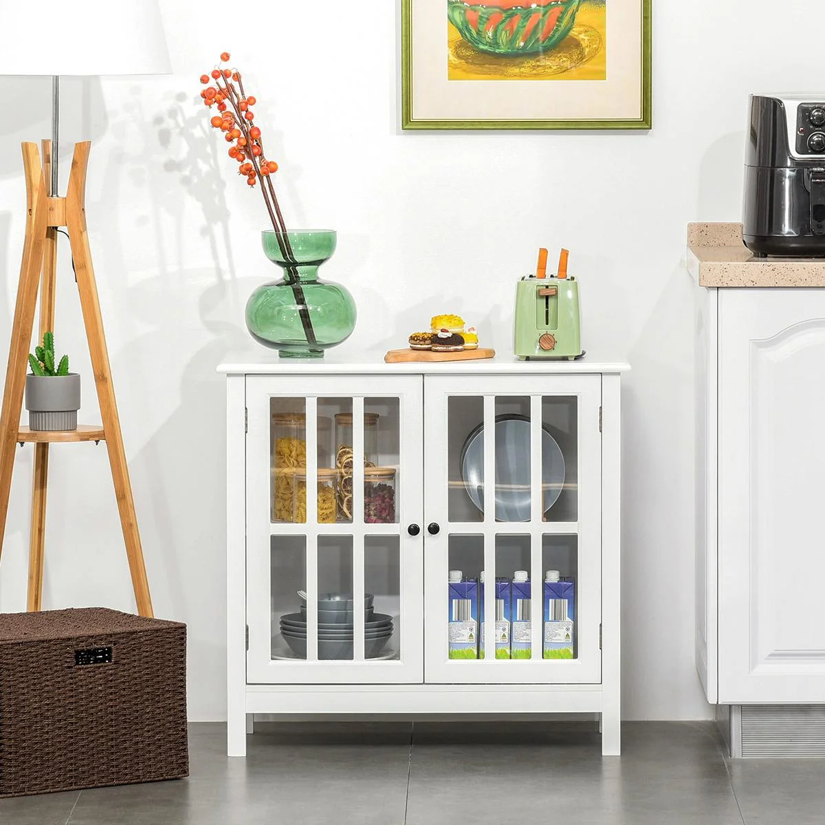 Küchenschrank mit Glastüren Weiß - 1