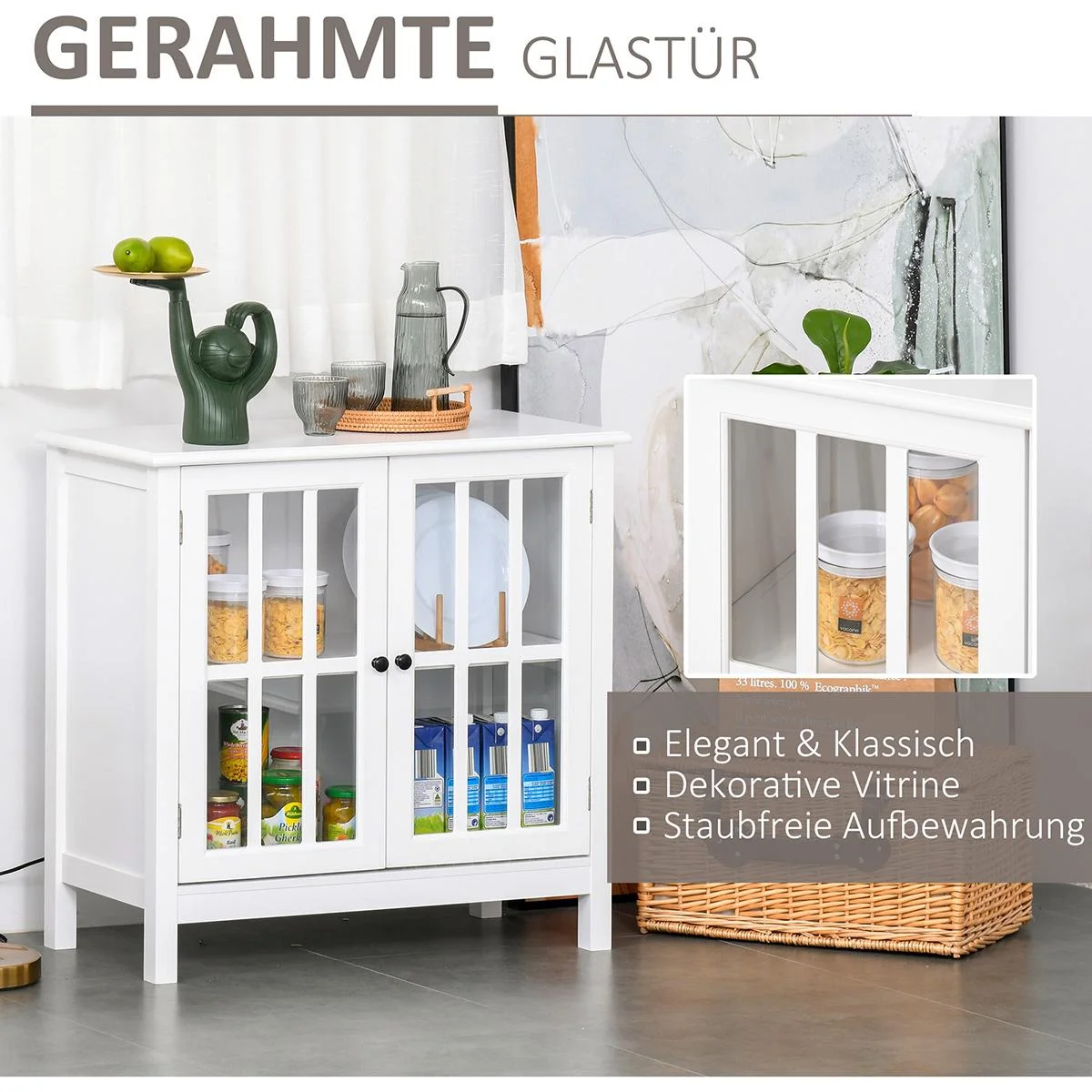 Küchenschrank mit Glastüren Weiß - 3