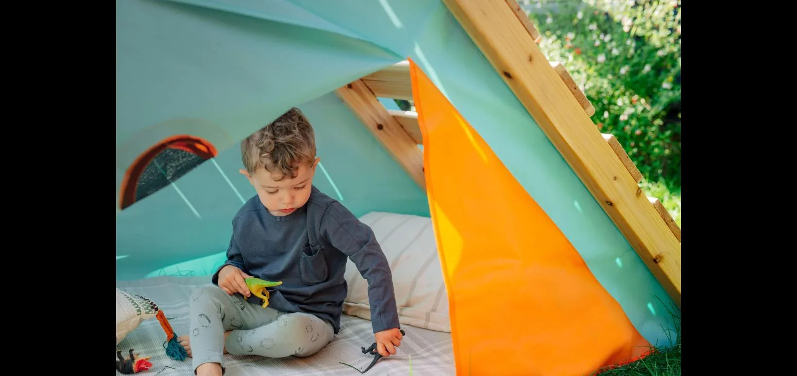 My First Wooden Playcentre, Outdoor-Playcentre für Kinder aus Holz, Kletterwand, Kletternetz, Rutsche, natur - 5