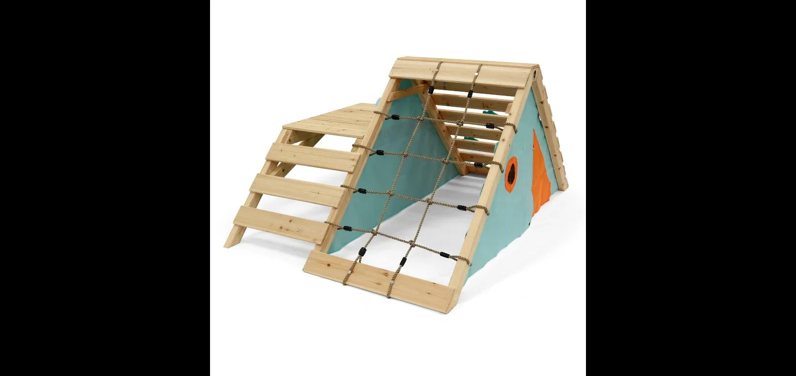 My First Wooden Playcentre, Outdoor-Playcentre für Kinder aus Holz, Kletterwand, Kletternetz, Rutsche, natur - 6