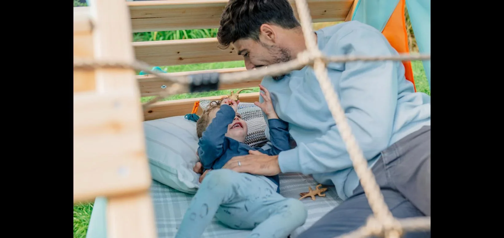 My First Wooden Playcentre, Outdoor-Playcentre für Kinder aus Holz, Kletterwand, Kletternetz, Rutsche, natur - 7