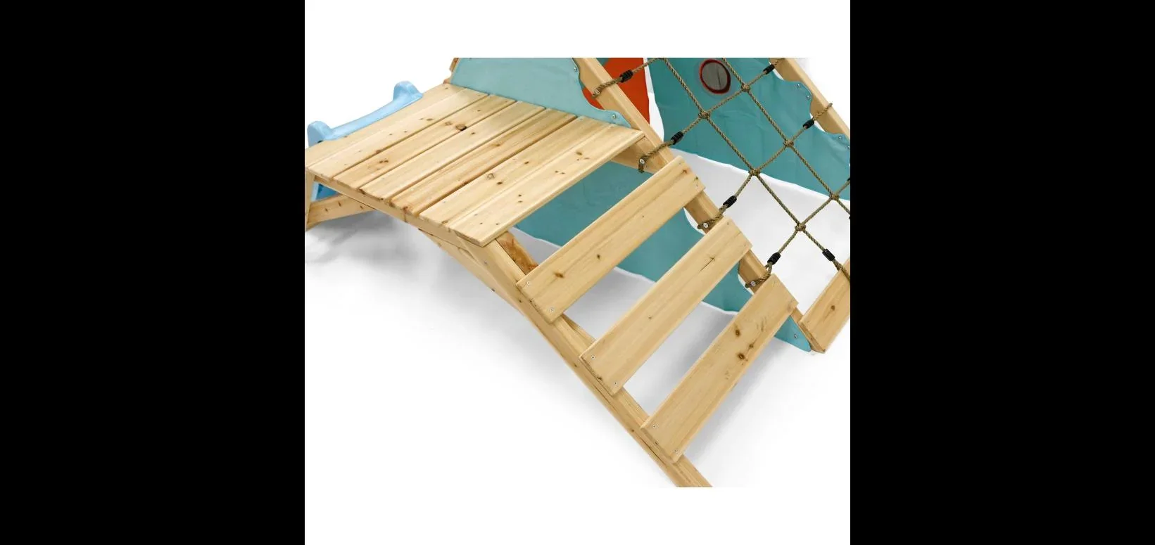 My First Wooden Playcentre, Outdoor-Playcentre für Kinder aus Holz, Kletterwand, Kletternetz, Rutsche, natur - 9