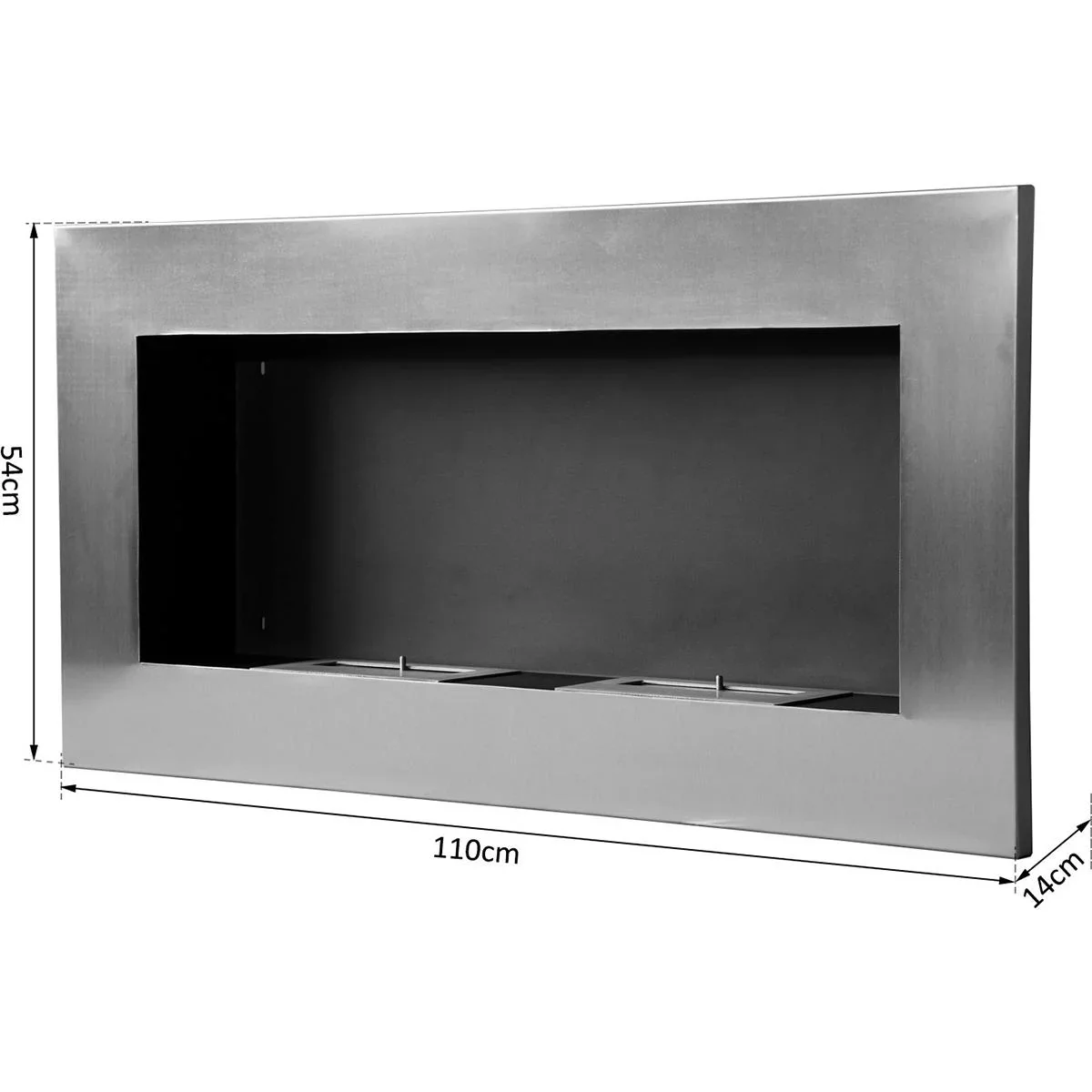Wandkamin mit 2 Brennstoffbehältern silber - 2