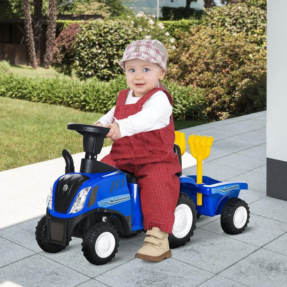 Kinder Rutschauto NEW HOLLAND Rutscherfahrzeug Kinderauto Kinderfahrzeug klassische Auto Laufhilfe mit Hupe Kunststoff - 1
