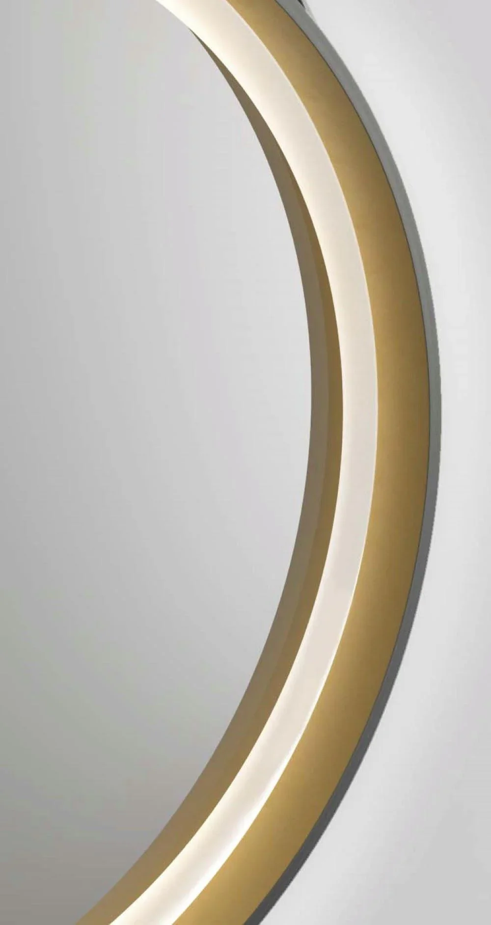 Dekorativer runder Wandspiegel mit LED Beleuchtung in schwarz/gold matt Ø 55 cm - 0