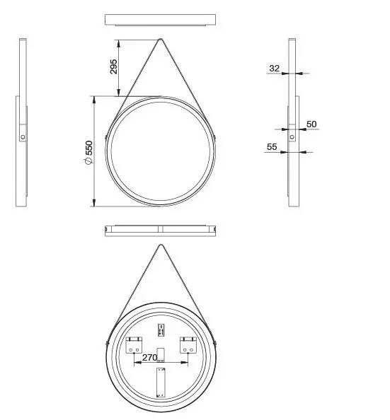 Dekorativer runder Wandspiegel mit LED Beleuchtung in schwarz/gold matt Ø 55 cm - 4