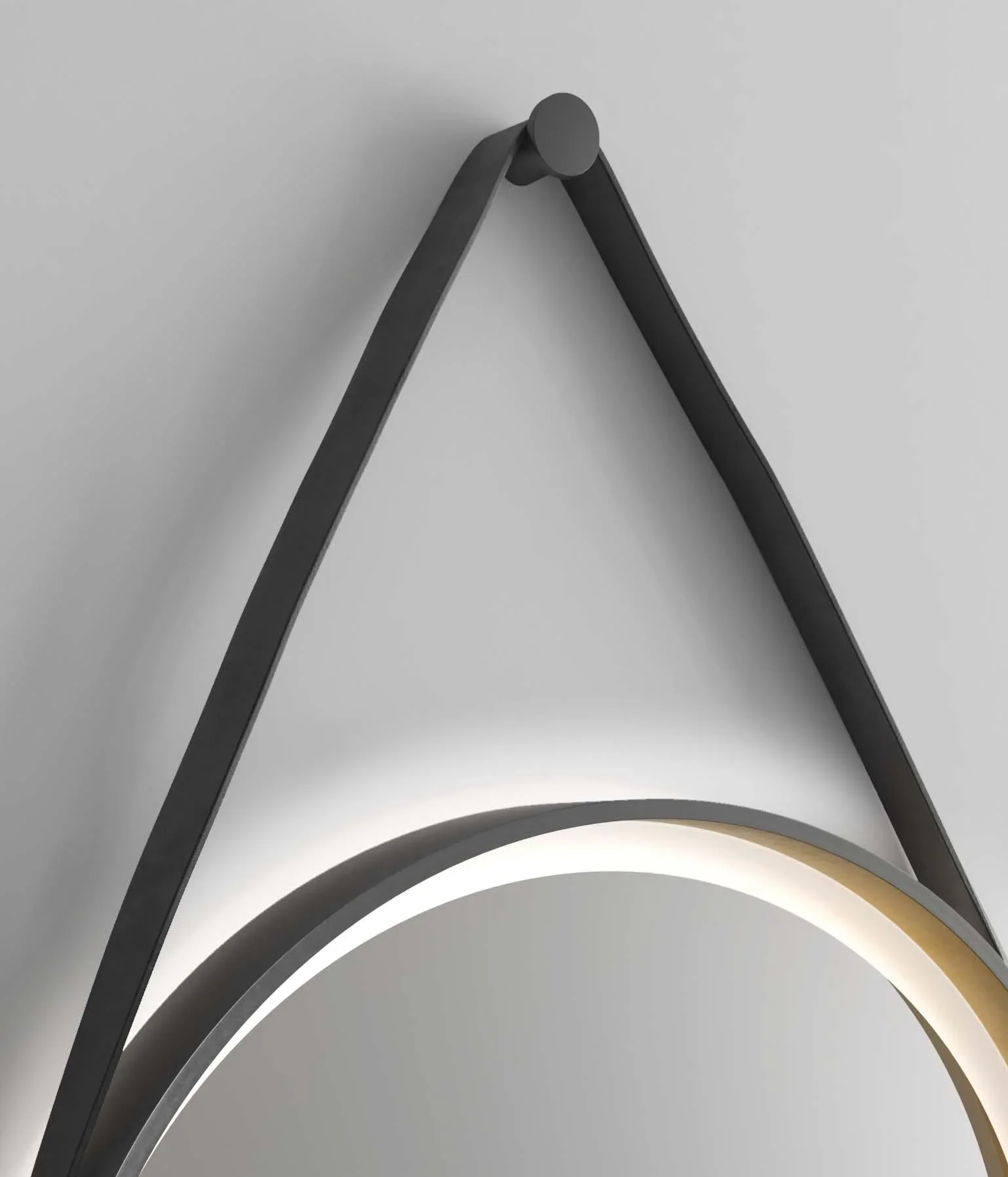 Dekorativer runder Wandspiegel mit LED Beleuchtung in schwarz/gold matt Ø 55 cm - 5