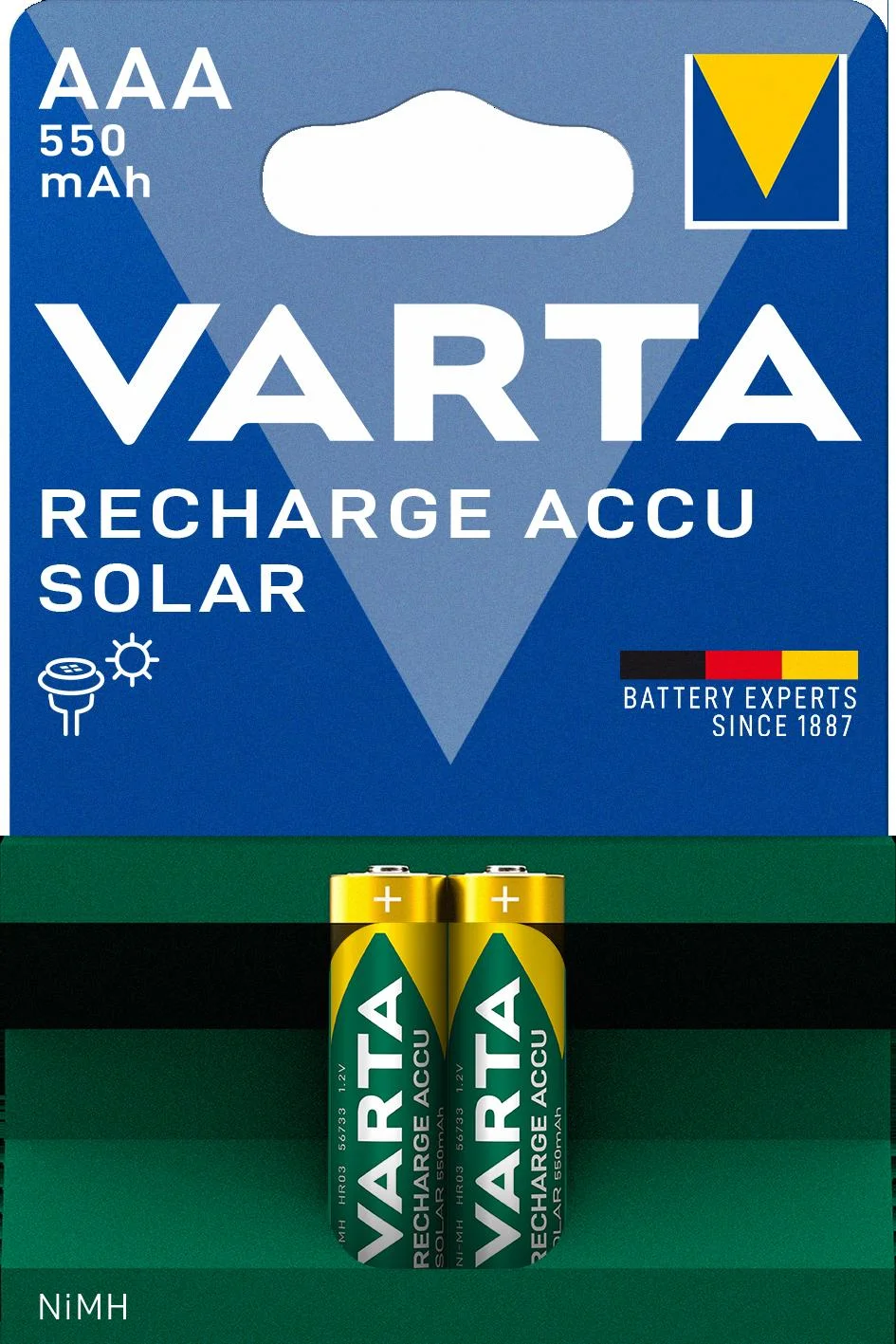 RECHARGE ACCU Solar Micro (AAA) Akku mit 550mAh - 2 Stück - 0
