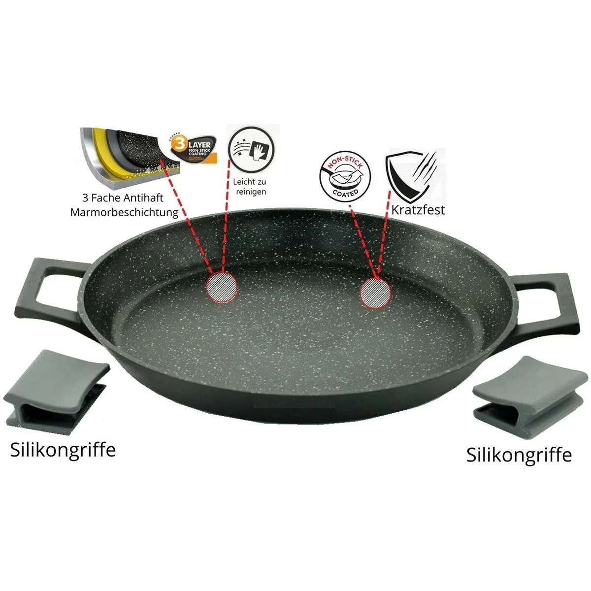 Cheffinger Paella-Topf - Antihaftbeschichtung - 36 cm - 2