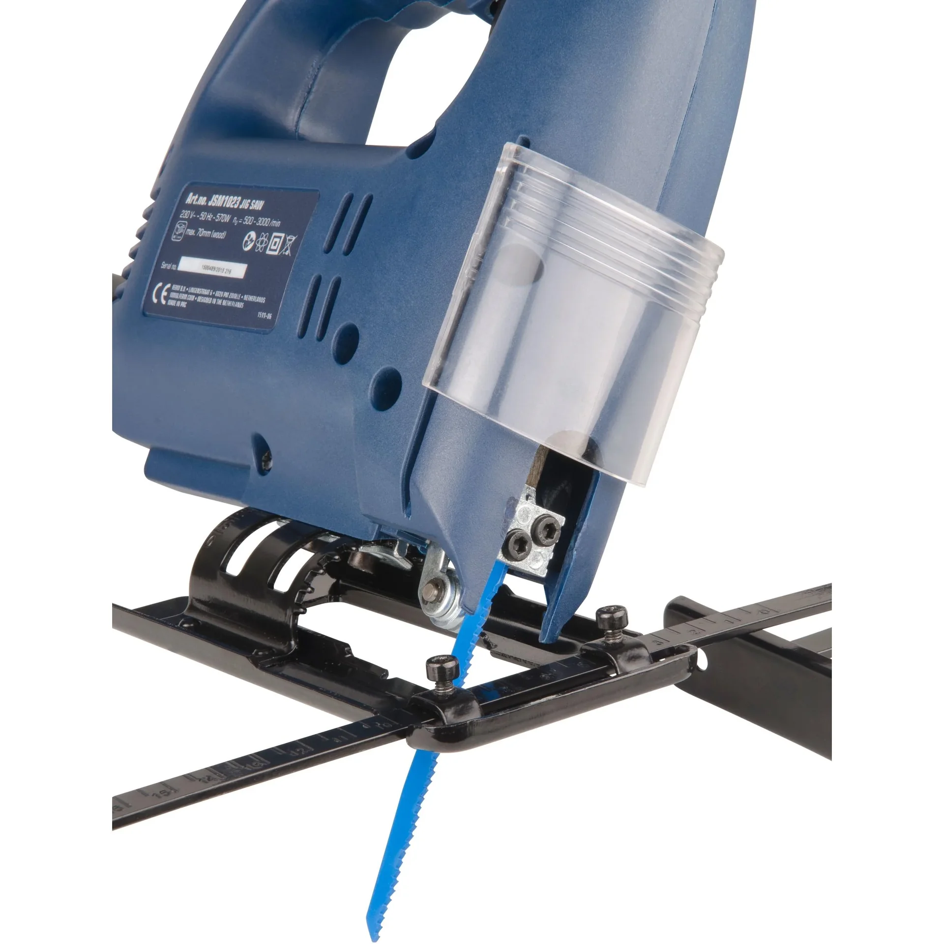 JSM1023 Stichsäge 570W - 4 Pendelpositionen - 45 Grad Einstellbar - Parallelführung - Mit 4 Sägeblätter und Vakuum-adapt - 6