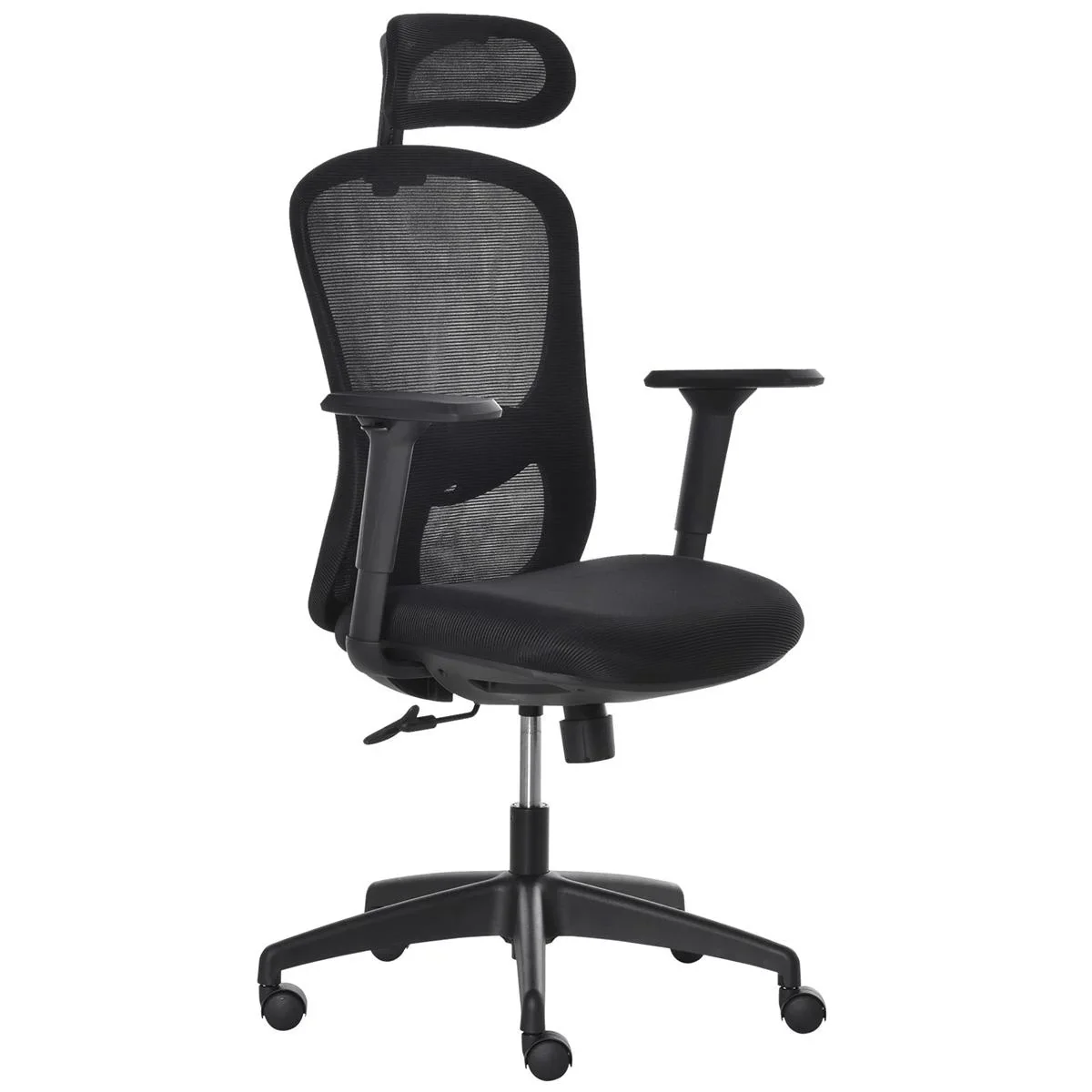 Bürostuhl mit Wippenfunktion Kopflehne Home-Office-Stuhl höhenverstellbarer Schreibtischstuhl ergonomisch 360°-Drehräder - 0