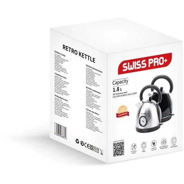 Retro-Wasserkocher - 2200W - 1,8L - Silber - 2