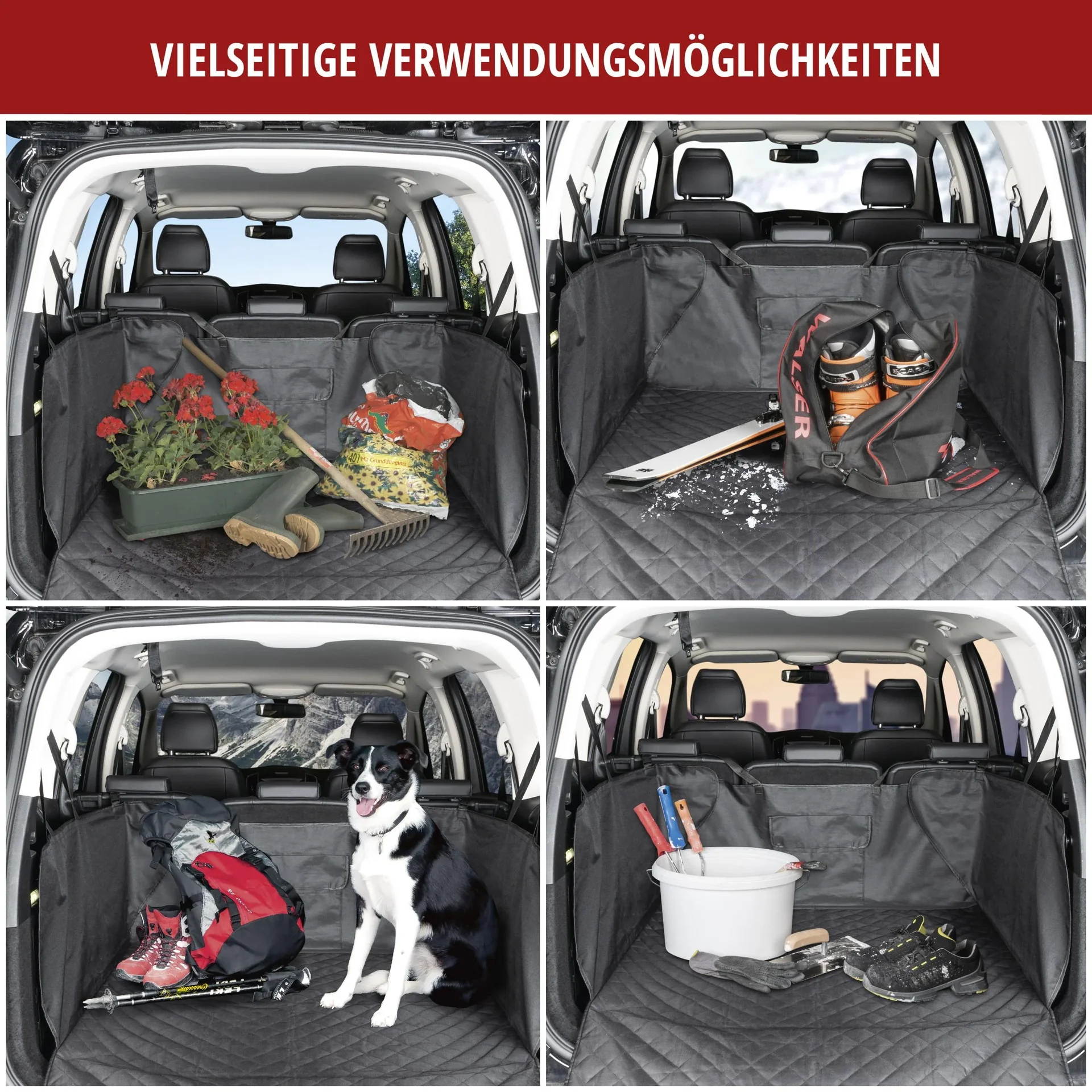 3in1 Kofferraummatte mit Ladekantenschutz, schwarz - 3