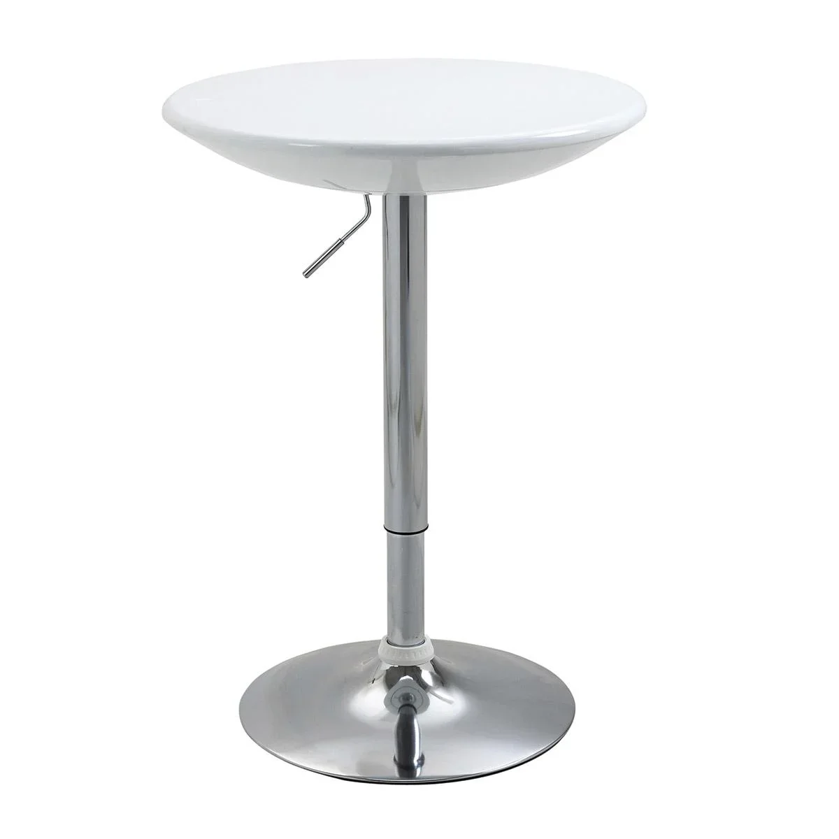 Bartisch moderner Esstisch Schreibtisch Höhenverstellung Metall ABS-Lackierung Weiß Ø61 x 76-97 cm - 1