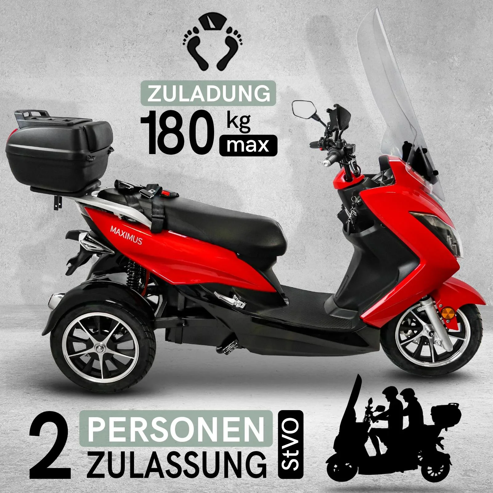 Maximus MX3-25 2 Akku Version 60V 32,5 Ah Lithium Akku , 1500W , 2 Personen Zulassung mit Topcase - 8