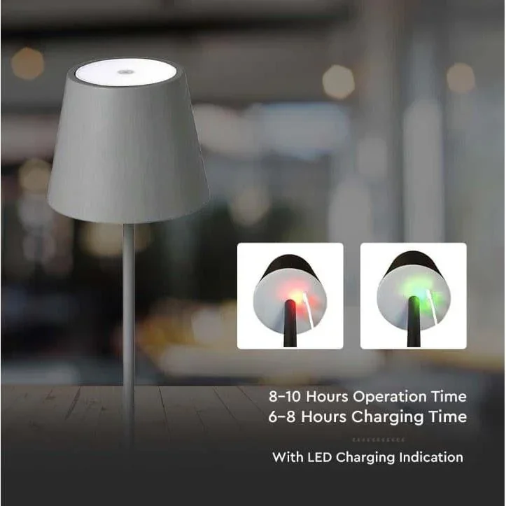 VT-7703 Tischleuchte - 3000K - Dimmbar über Touch - Wiederaufladbar - Grau - 5