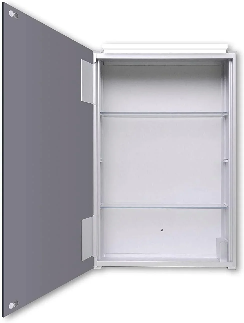 Spiegelschrank Bad mit Beleuchtung, "Mirage" - 40 x 60 cm - Lichtfarbe neutralweiß - Aluminiumkorpus - 4