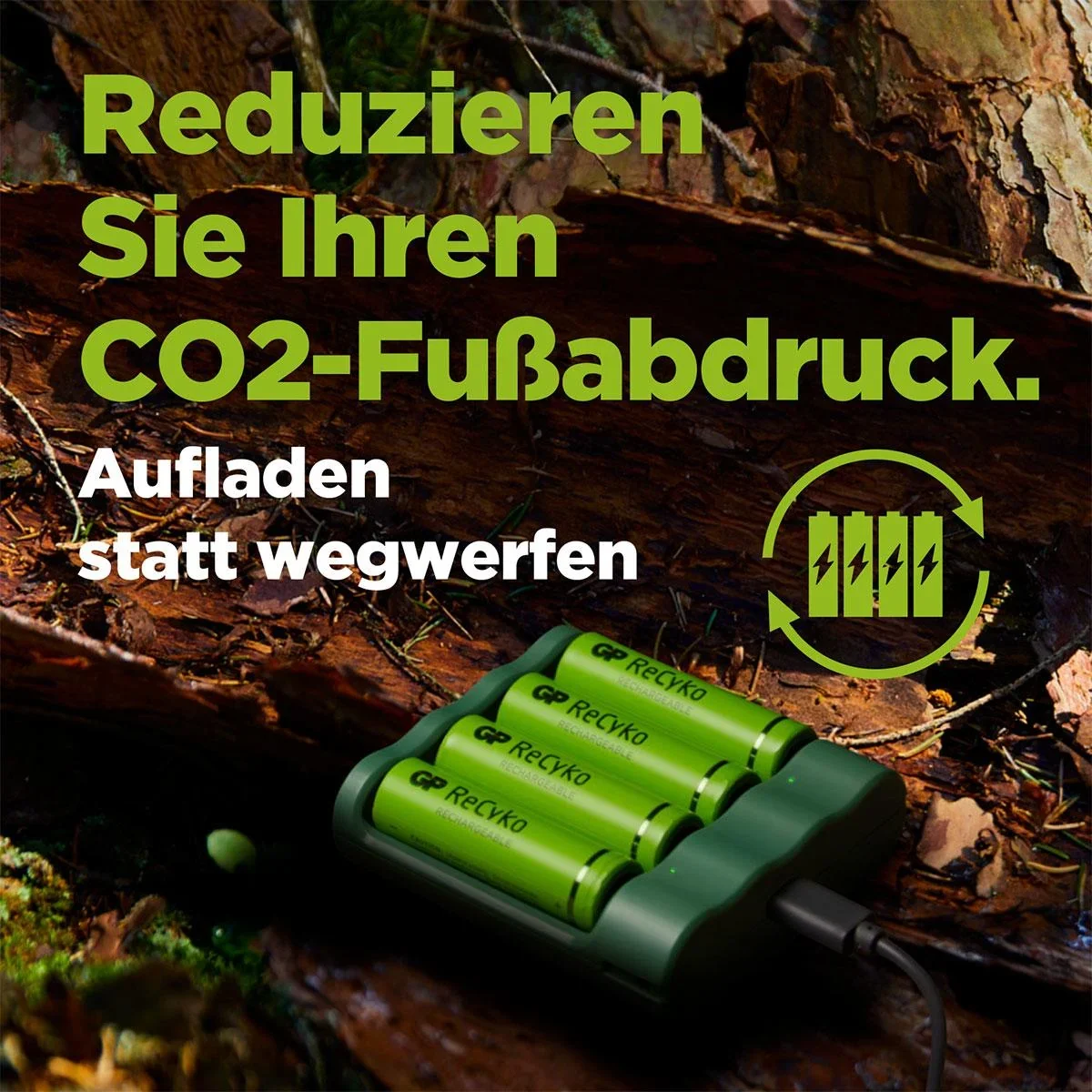 Ladegerät mit Docking Station, LCD Ladestandsanzeige für 4 AA/AAA NiMH Akkus inkl. 4 ReCyko Mignon(AA)NiMH Akkus 2100mAh - 1