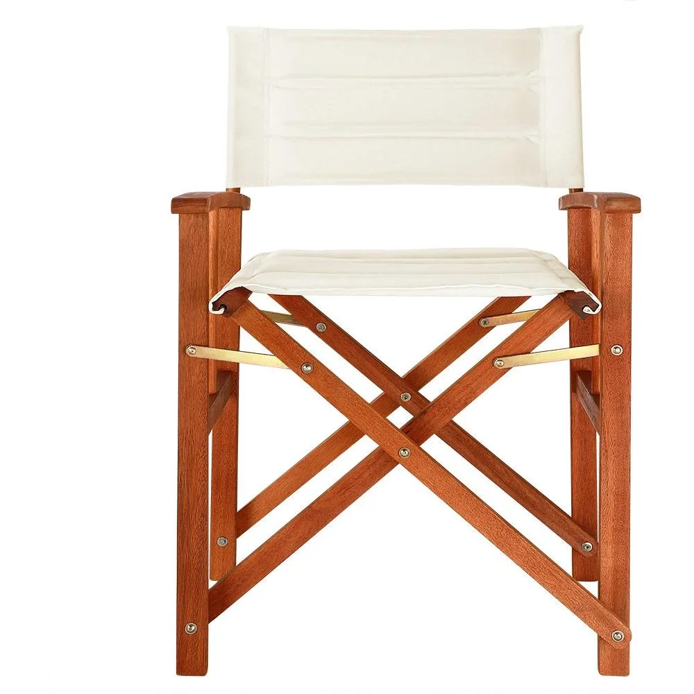 Klappbarer Regiestuhl Creme Eukalyptus FSC - 0