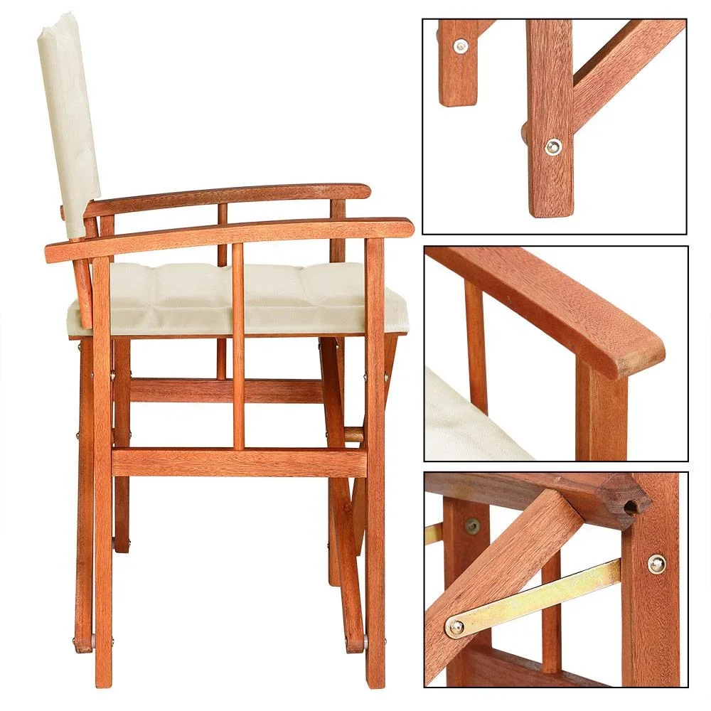 Klappbarer Regiestuhl Creme Eukalyptus FSC - 3