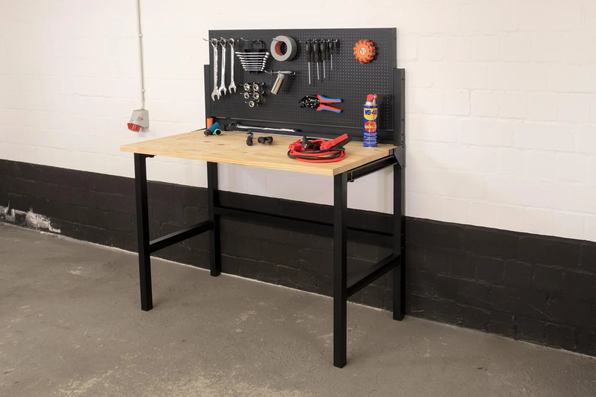 Klappbare Werkbank mit 120 cm Arbeitsbereich aus 25 mm Massivholz - 0