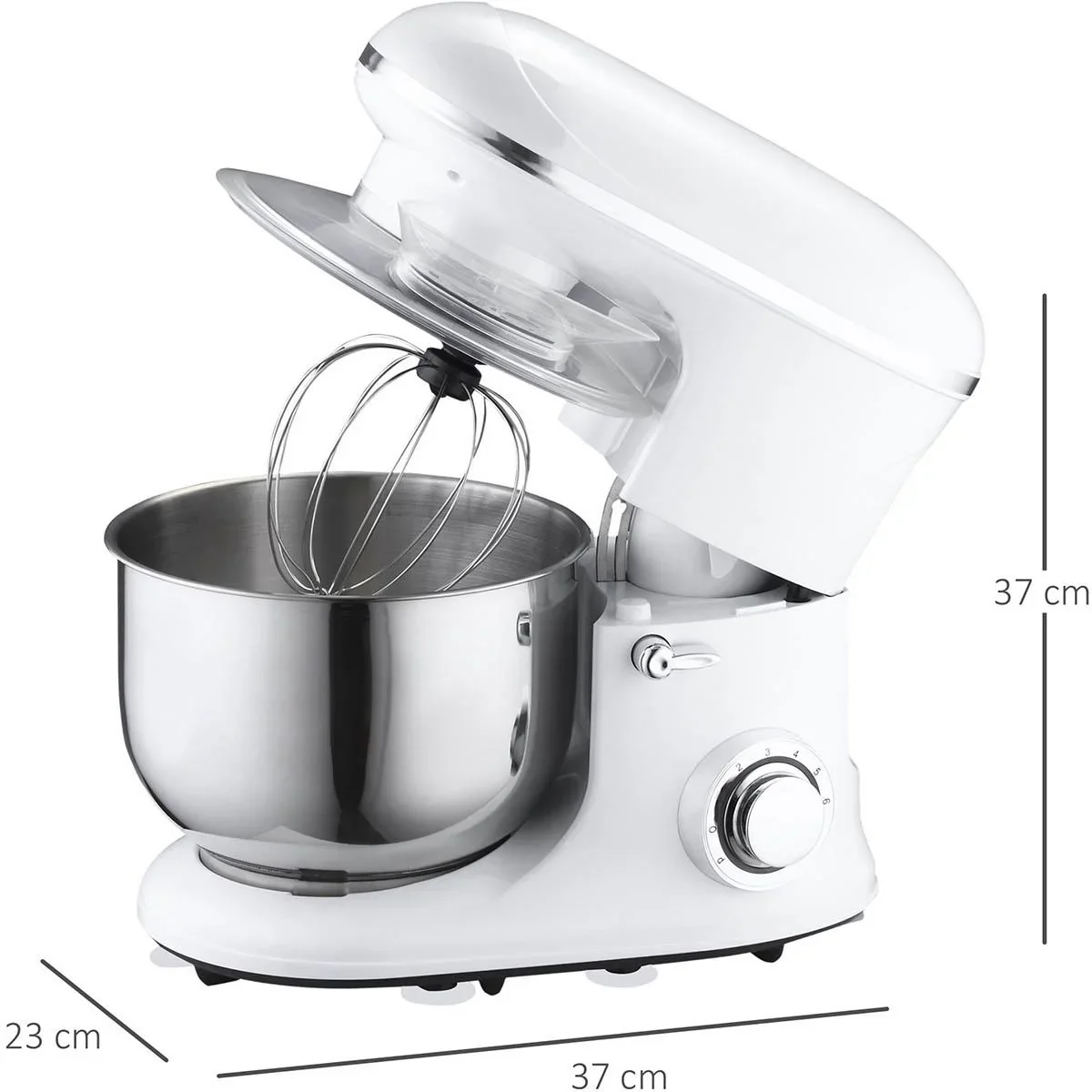 elektrisches Handmixer-Set 2-in-1 Handrührer mit Tischständer 5,5 L-Rührschüssel 1200 W 6 Geschwindigkeiten + Impuls-Mod - 4