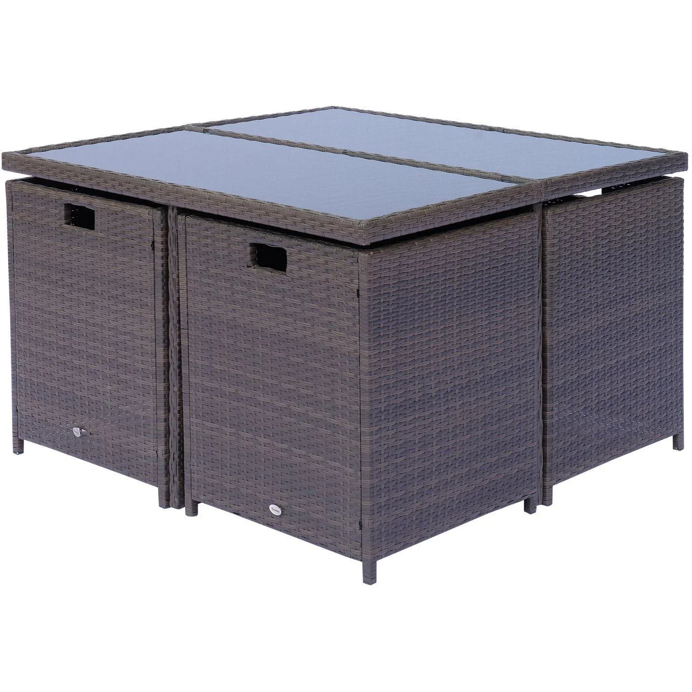 Polyrattan Sitzgruppe Essgruppe 21 tlg, mit Kissen Alu Braun - 0