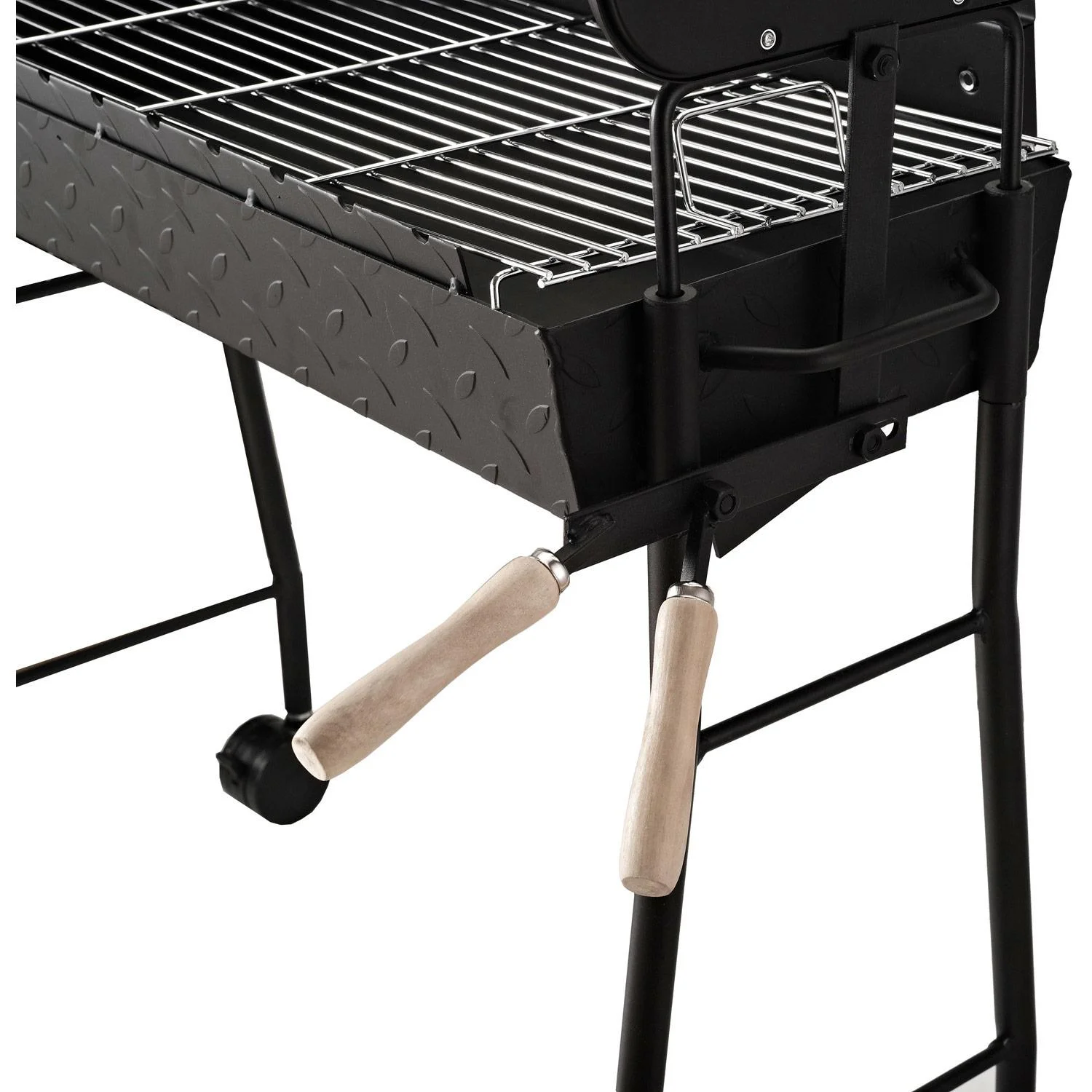 Holzkohle Grillwagen Standgrill BBQ Grill Zypern mit Drehspieß höhenverstellbar Grillrost Edelstahl Schwarz 85 x 36 x 90 - 1