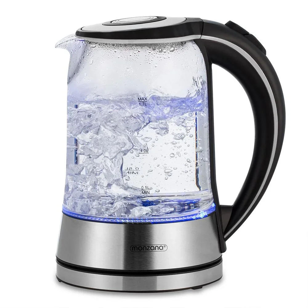 Wasserkocher silber/schwarz Glas/Edelstahl 1.7L - 3