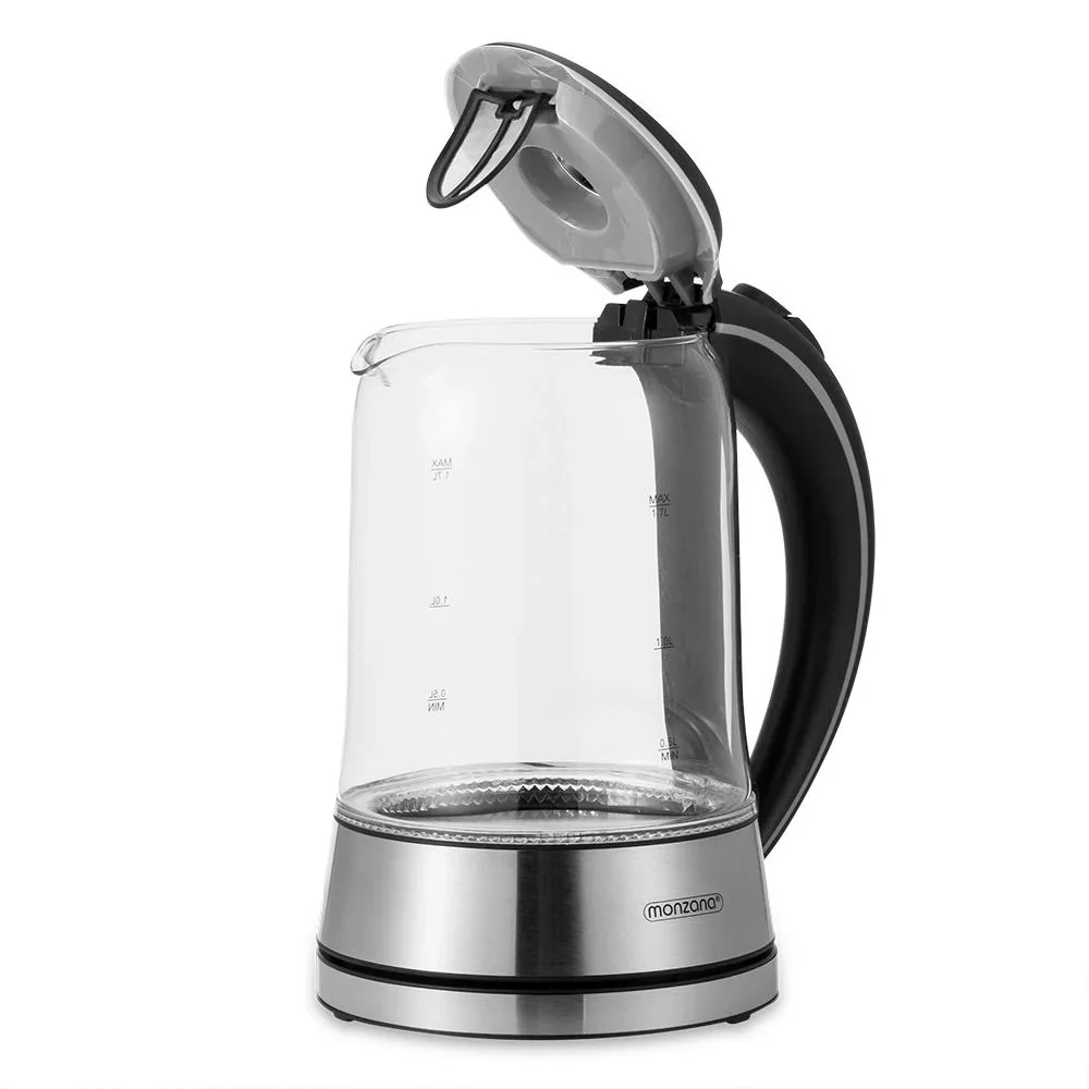 Wasserkocher silber/schwarz Glas/Edelstahl 1.7L - 4