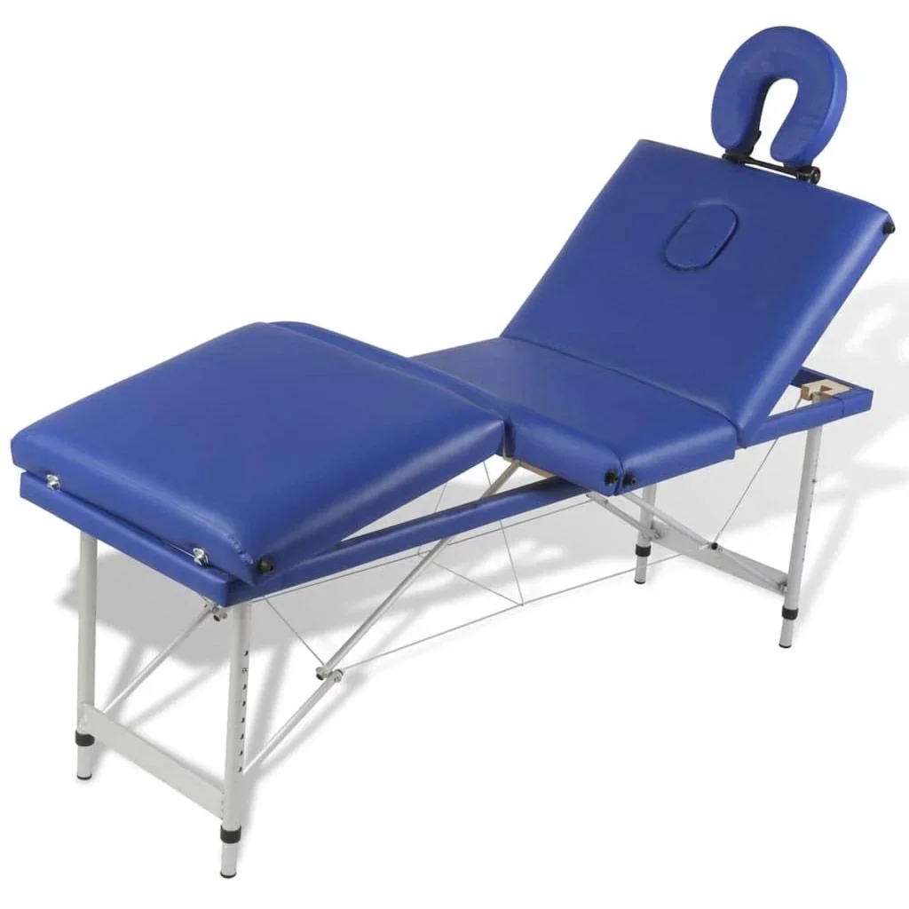 Zusammenklappbare Massageliege mit Aluminiumrahmen (vierteilig / blau) - 1