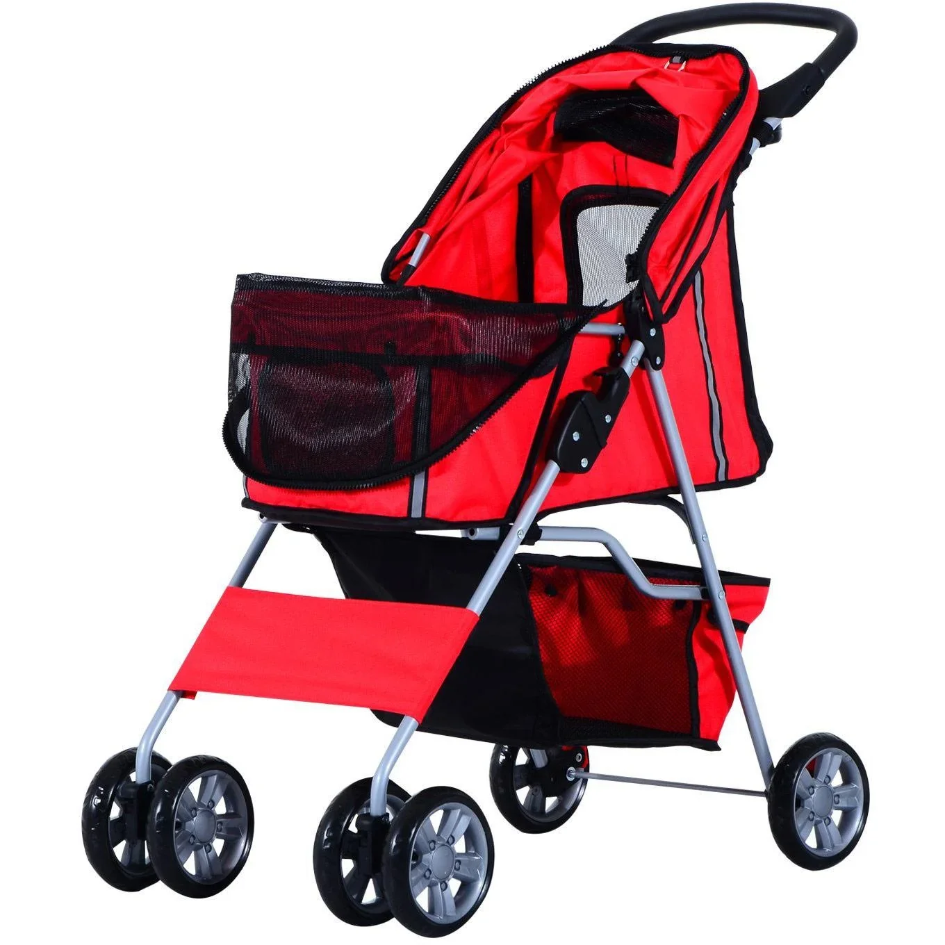 Hundewagen Hundebuggy Hunde Pet Stroller Buggy Rot - 0