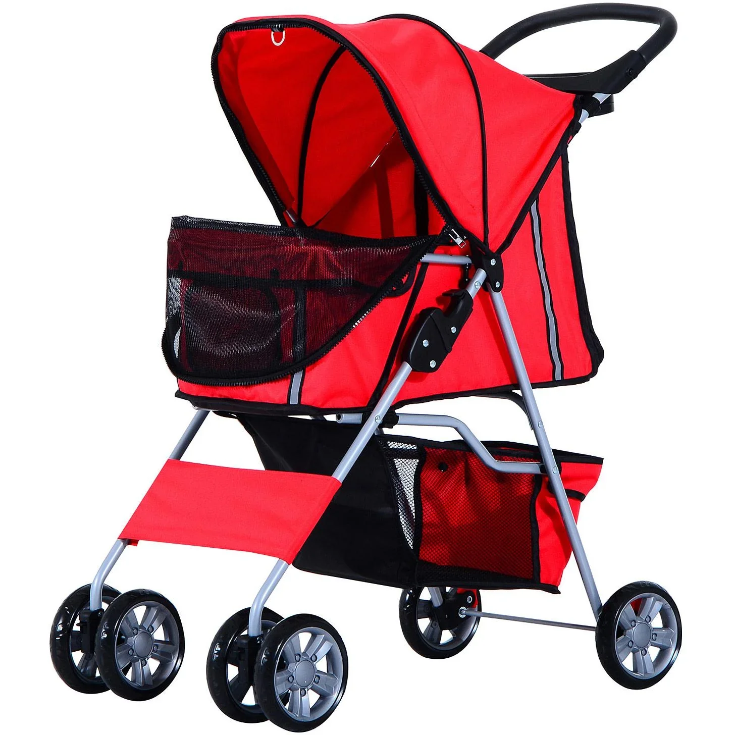 Hundewagen Hundebuggy Hunde Pet Stroller Buggy Rot - 1