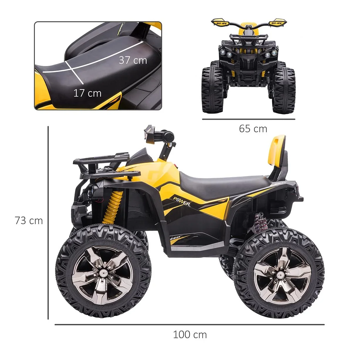 Elektro-Quad Kinder Elektro ATV Kinderwagen LED Frontlicht mit MP3 USB 2 x 550 Metall Gelb 100 x 65 x 73 cm - 3
