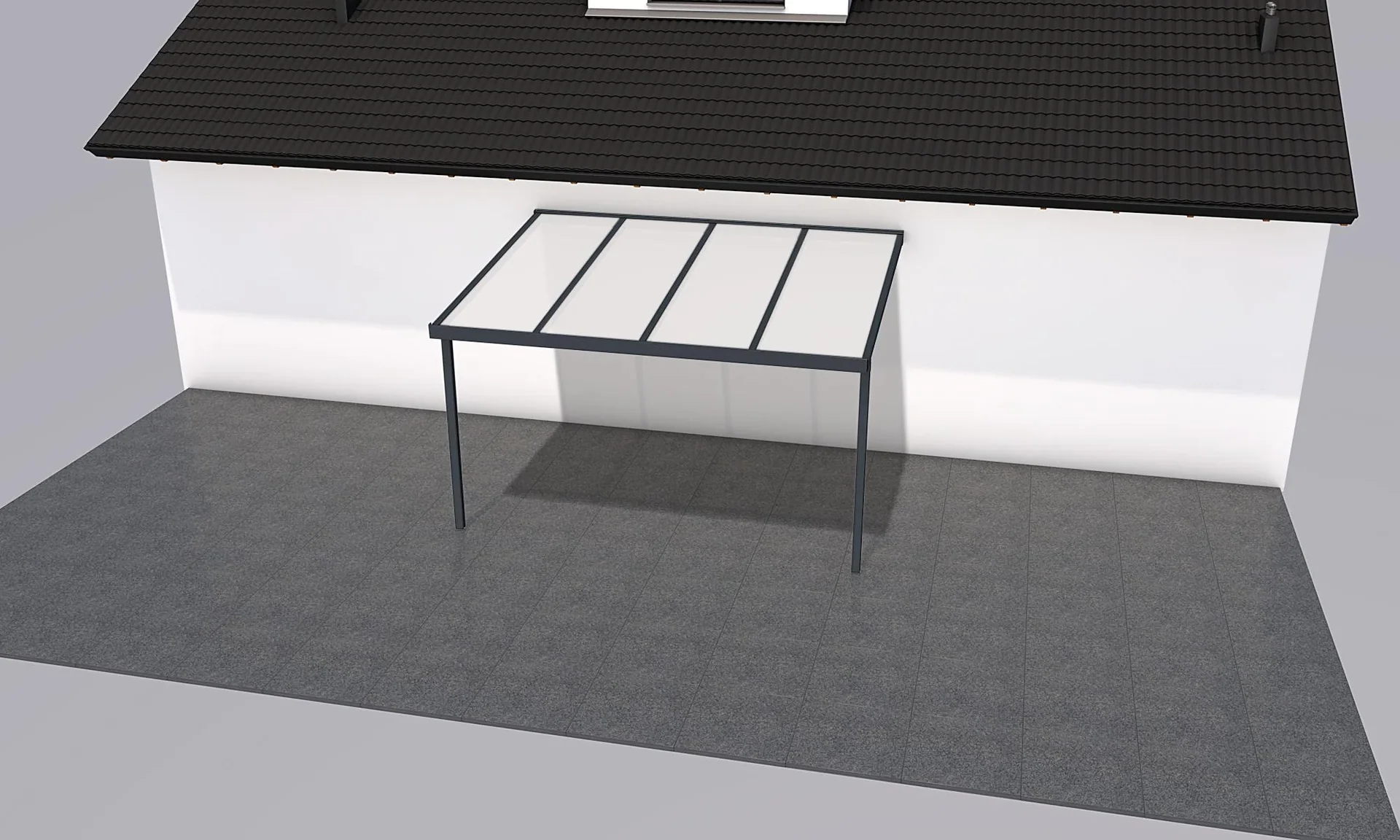 Terrassendach Premium, anthrazit, 4102 x 3060 mm - Polycarbonat Stegplatten 16 mm, opal - 3