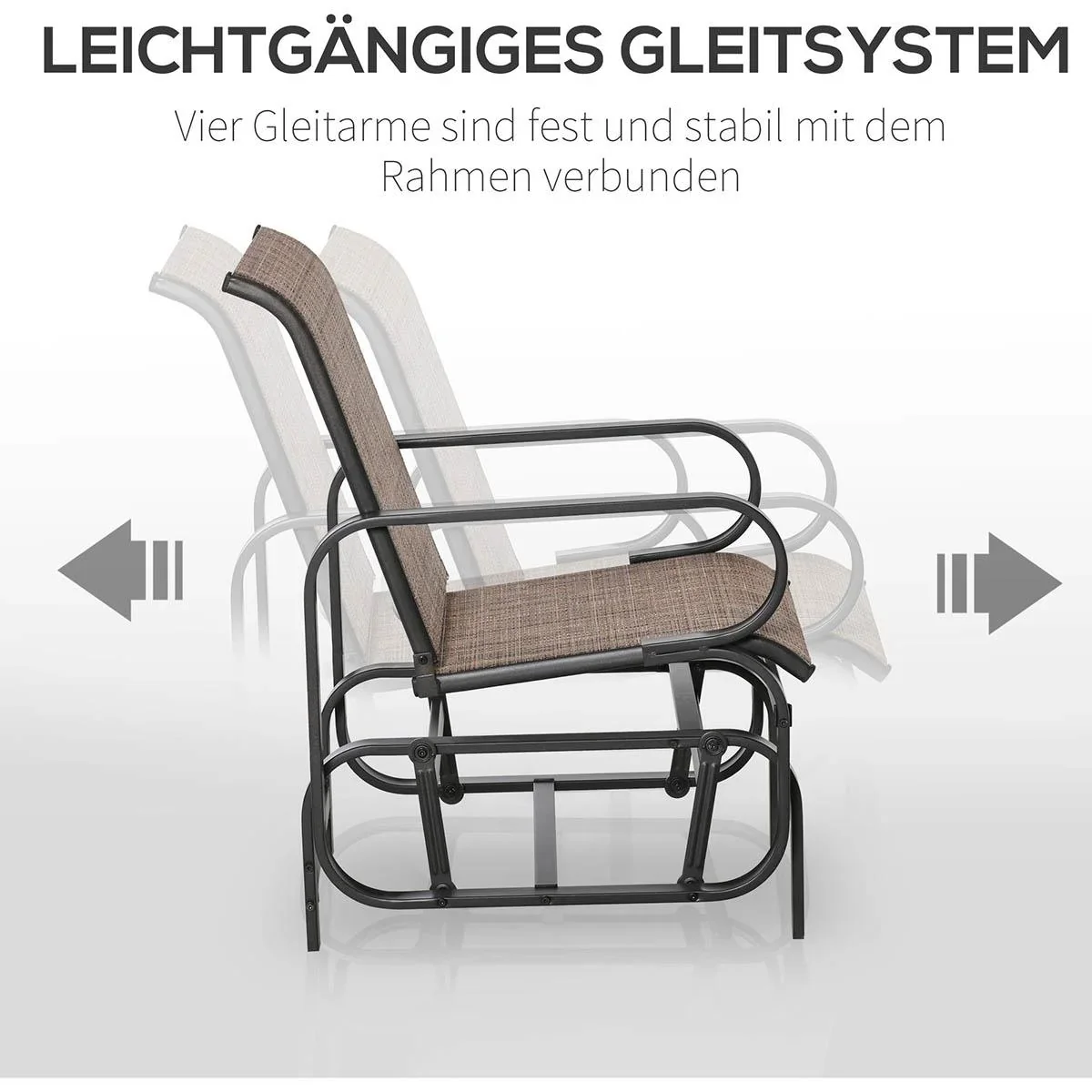 Schaukelstuhl Garten Gartenstuhl Relaxstuhl Gartenschaukel Schaukel Stuhl outdoor für Terrasse Balkon Stahl Texteline Br - 1