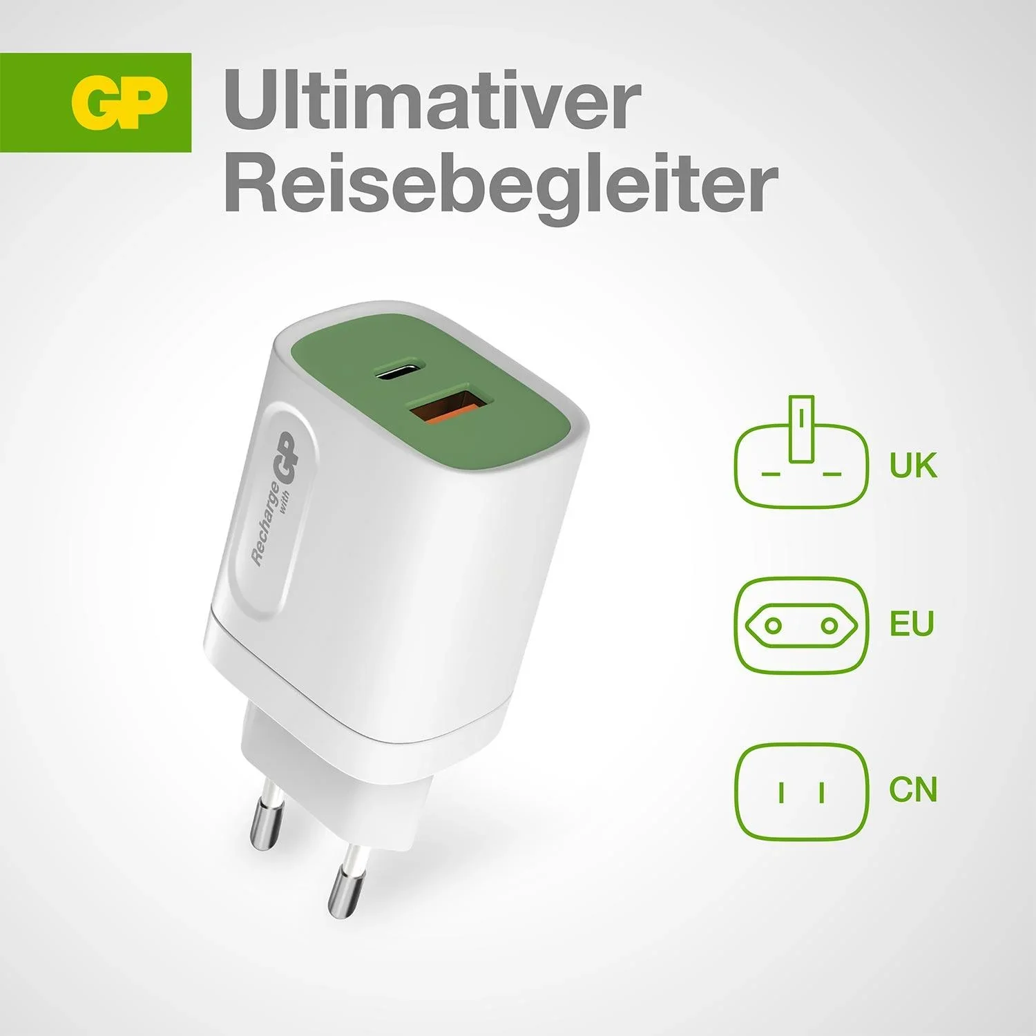 USB Schnellladeadapter mit 1 x USB-A und 1 x USB-C Anschluss inklusive Welt-Reiseadapter, max. 20 Watt - 4