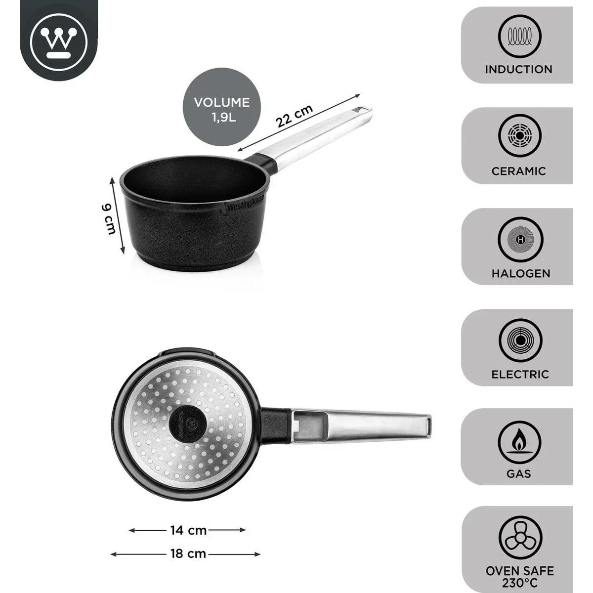 Performance Series Töpfe & Pfannen - Stielkasserolle 18 cm + Grillpfanne 28 cm - Schwarz - 2