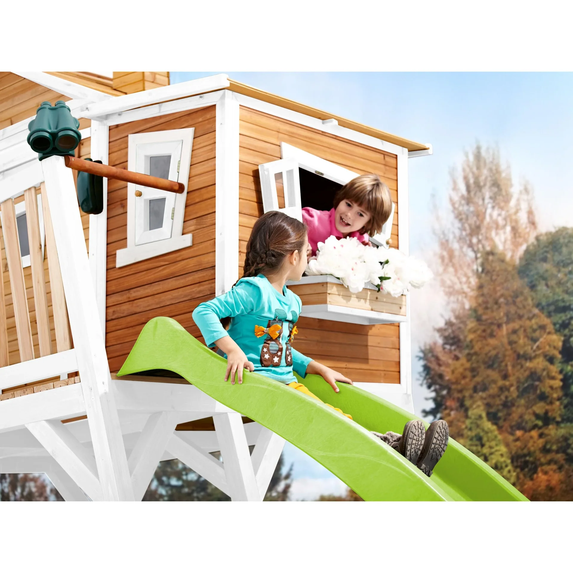 Max Spielhaus Braun/Weiß - Lindgrüne Rutsche - 4