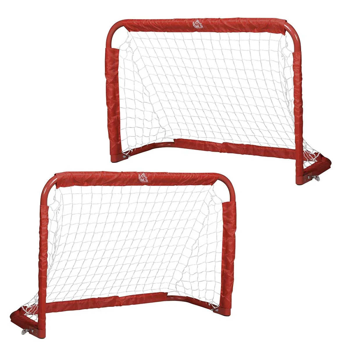 Fußballtore, Fußballnetz, 2er Set Minitore, Faltbar, Stahl(Q195), Tetrolon, Rot, 90 x 36 x 60 cm - 1