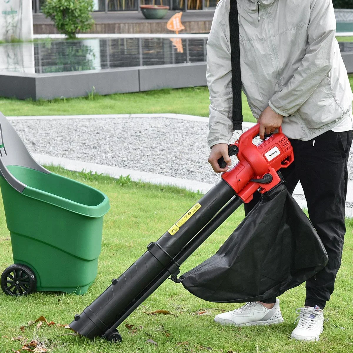 3-In-1 Elektro Laubsauger Laubbläser 3000 W Elektro-Vakuumgebläse Elektro-Laubbläser Gartenblattgebläse mit 45-Liter Fan - 1
